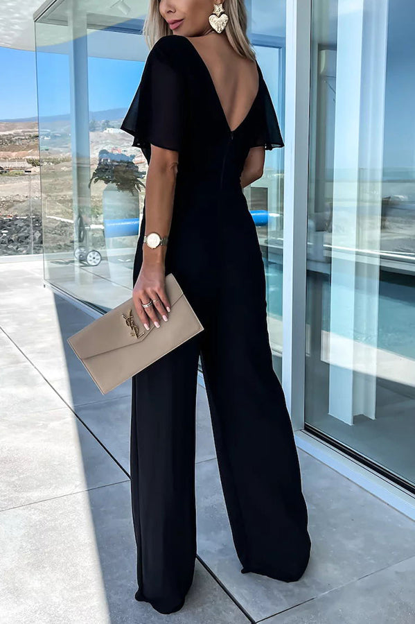 Devoted To You Bell Sleeve High Waist Jumpsuit