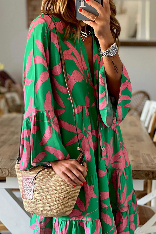Lilipretty Big Adventure Bell Sleeve Mini Dress