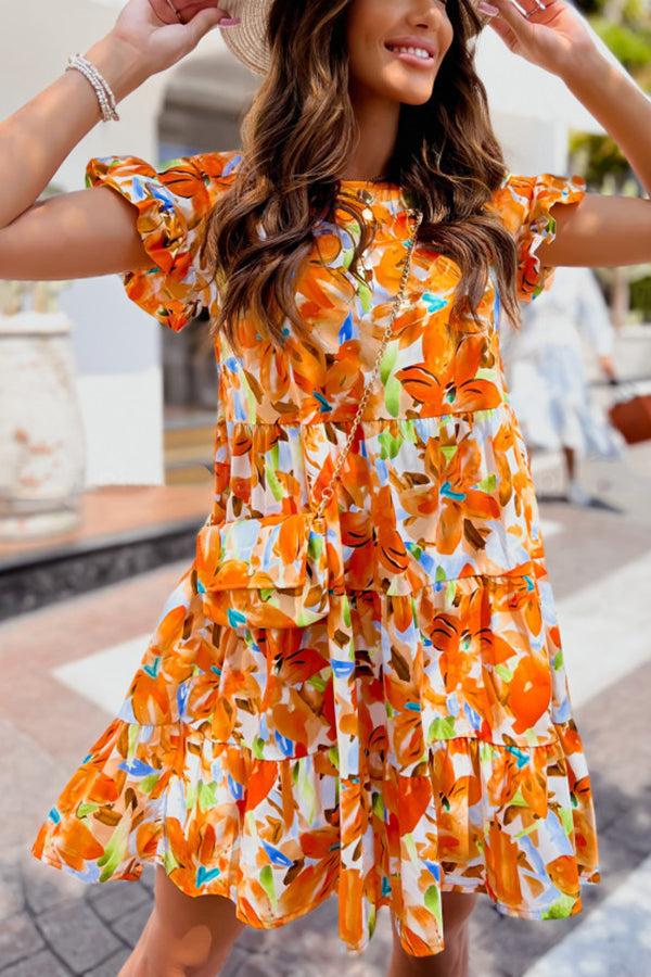 Lilipretty Kissed By The Sun Printed Babydoll Mini Dress