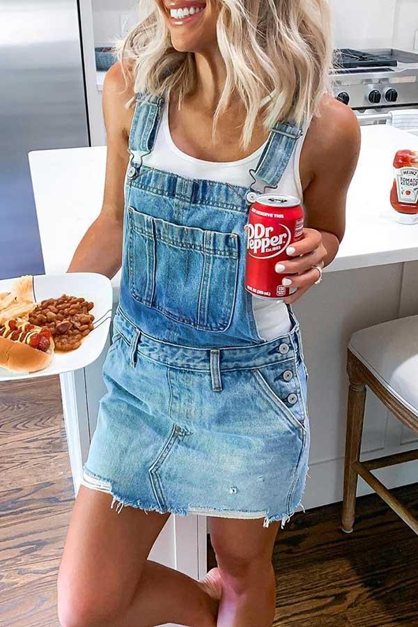 Lilipretty Adjustable Buckle Denim Overall Dress