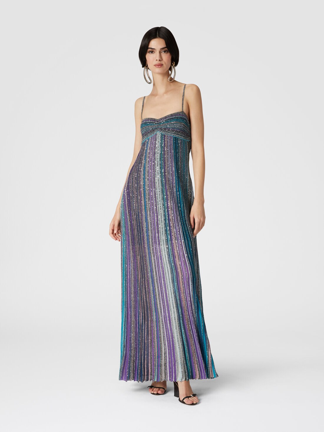 Aurora Metallic Pleated Maxi Slip Dress