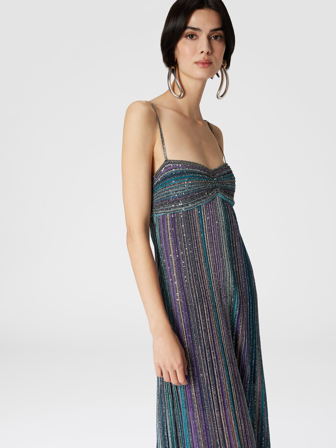 Aurora Metallic Pleated Maxi Slip Dress