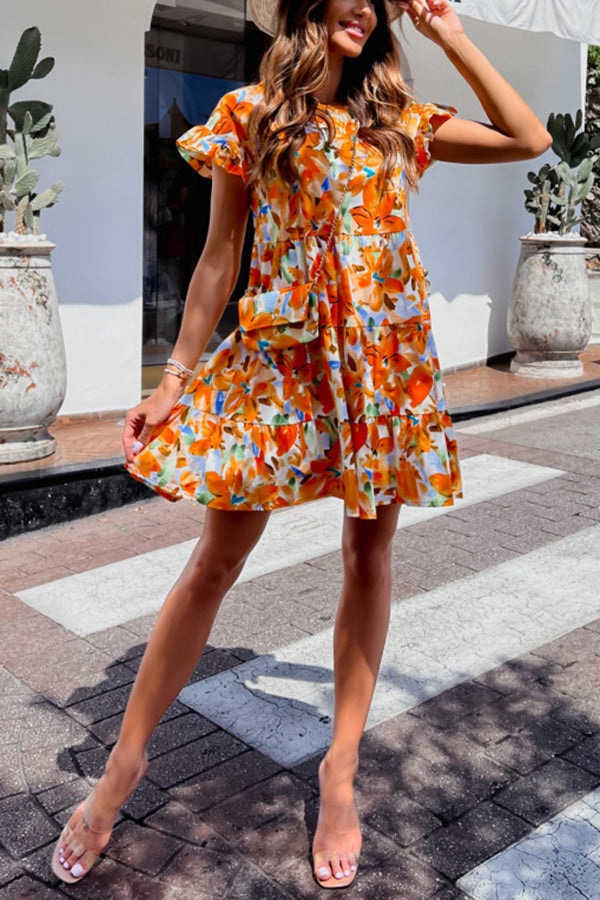 Lilipretty Kissed By The Sun Printed Babydoll Mini Dress