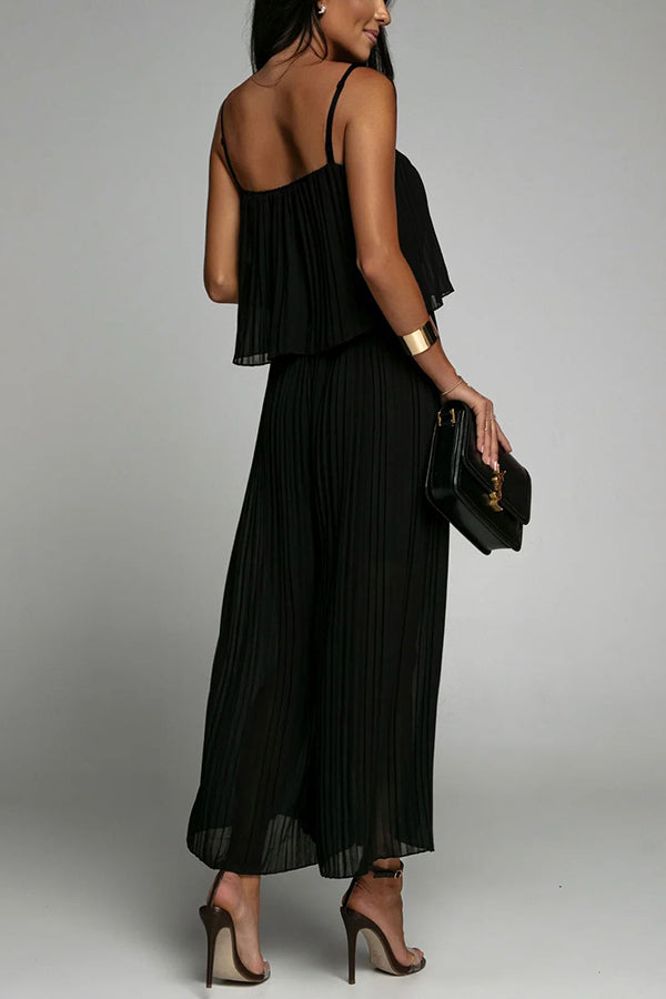 Pleated Suspender Jumpsuit