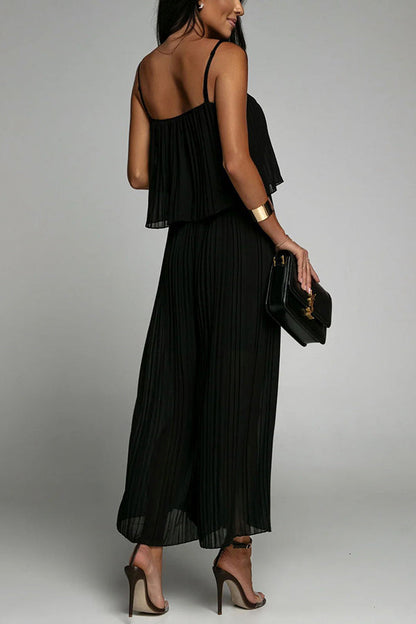 Pleated Suspender Jumpsuit