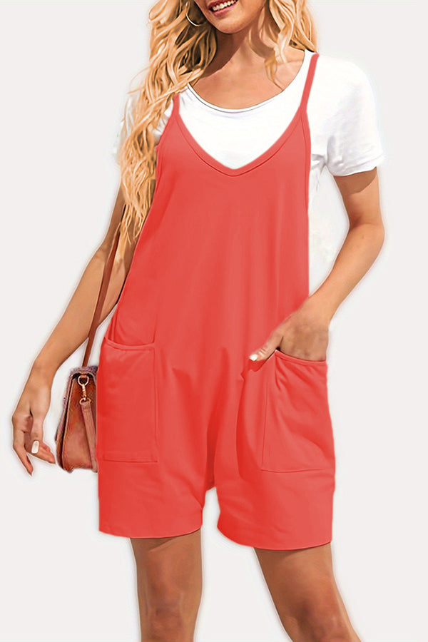 Zip pocket suspenders jumpsuit