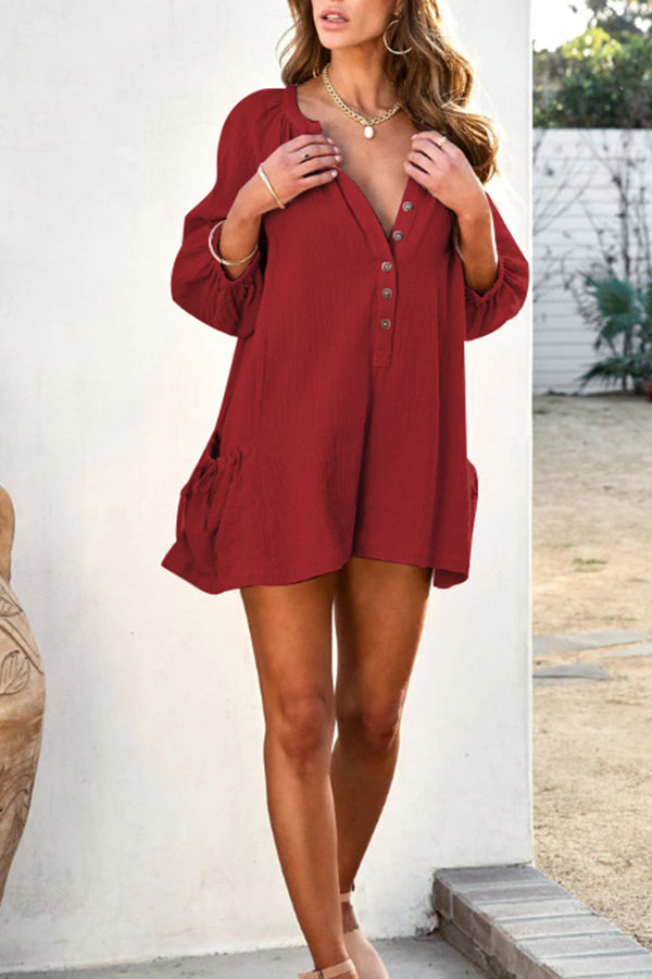 Long Sleeve Large Pocket Casual Jumpsuit