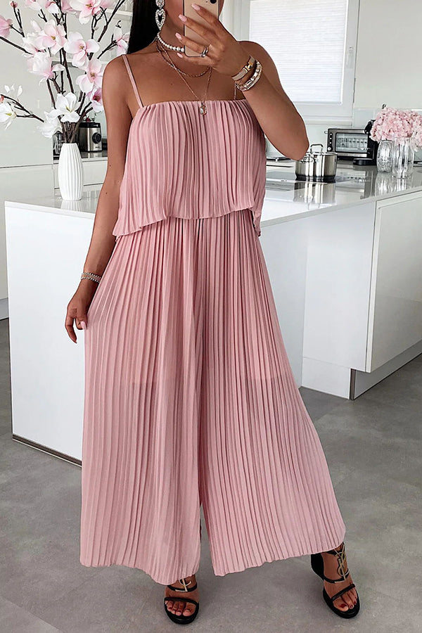Pleated Suspender Jumpsuit
