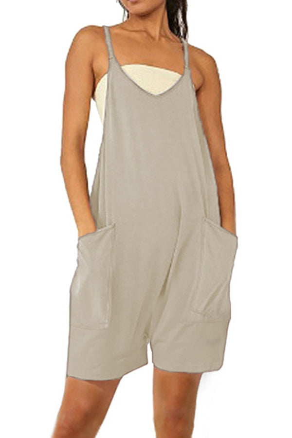 Zip pocket suspenders jumpsuit