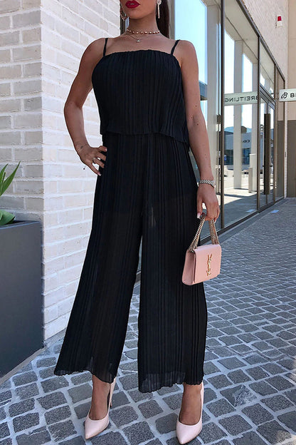 Pleated Suspender Jumpsuit