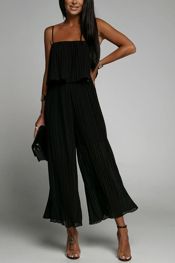 Pleated Suspender Jumpsuit