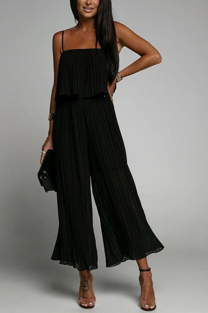 Pleated Suspender Jumpsuit