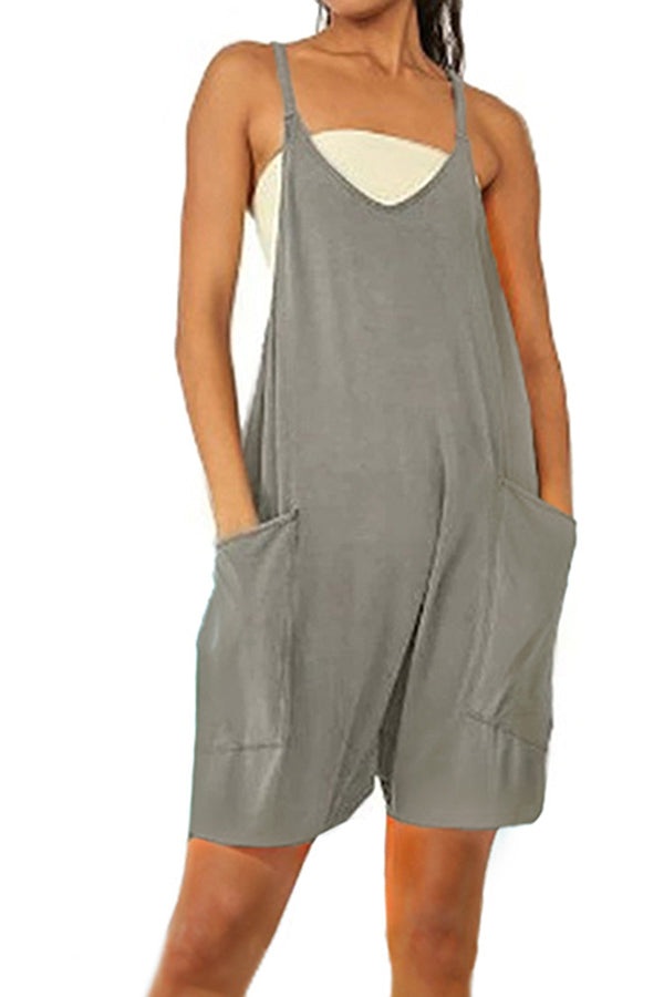 Zip pocket suspenders jumpsuit