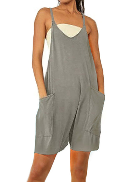 Zip pocket suspenders jumpsuit