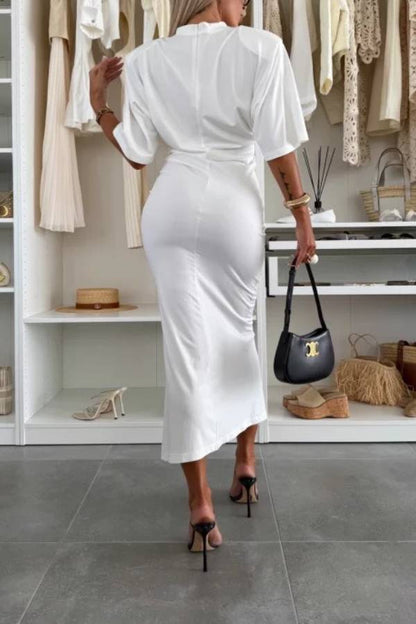 Cotton midi dress with slits