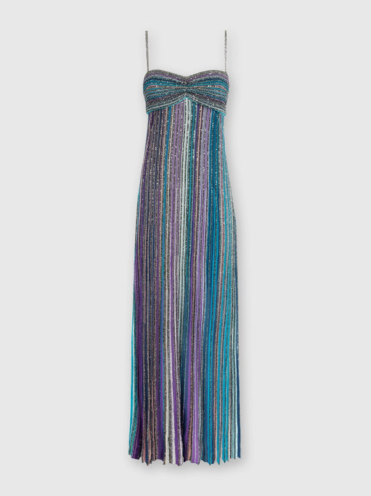 Aurora Metallic Pleated Maxi Slip Dress