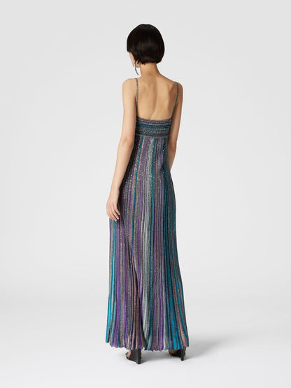 Aurora Metallic Pleated Maxi Slip Dress